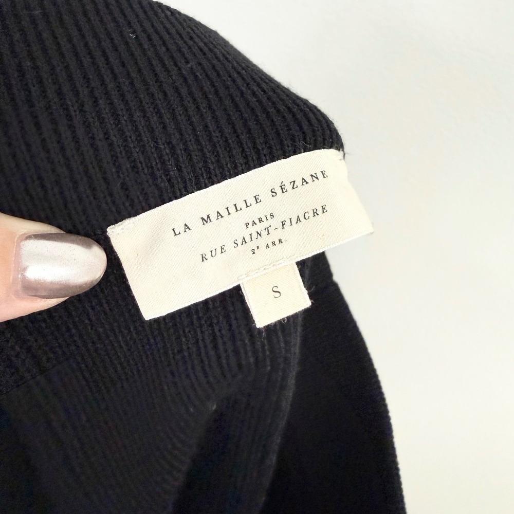 Sézane Naella Ribbed Merino Wool Blend Knit Mini Skirt Black Size Small - Picture 6 of 7
